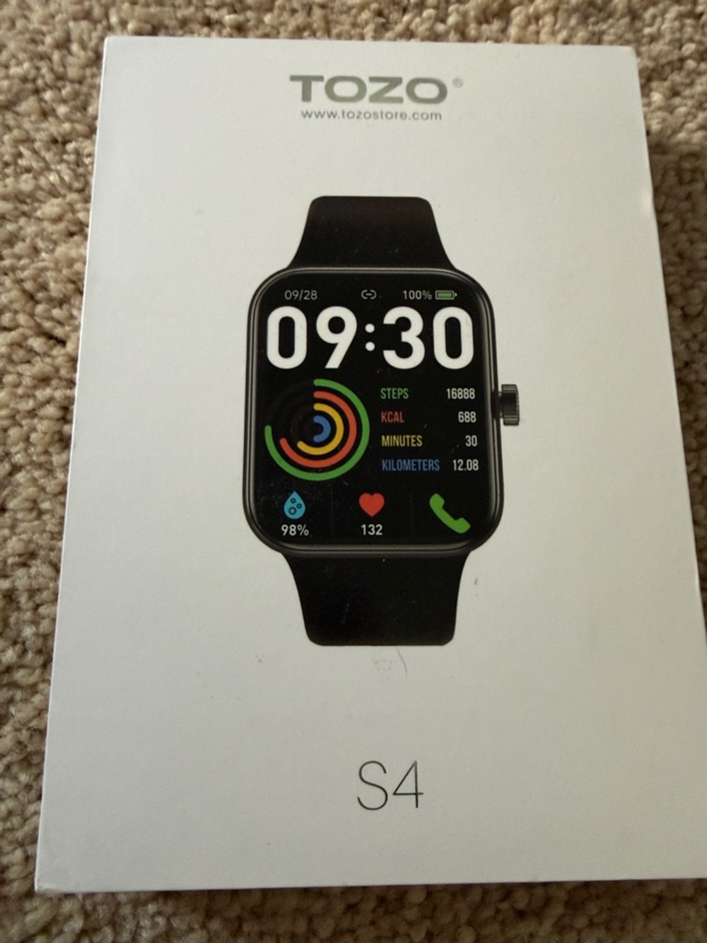 TOZO S4 Smartwatch in Black - Fitness & Notification Tracker